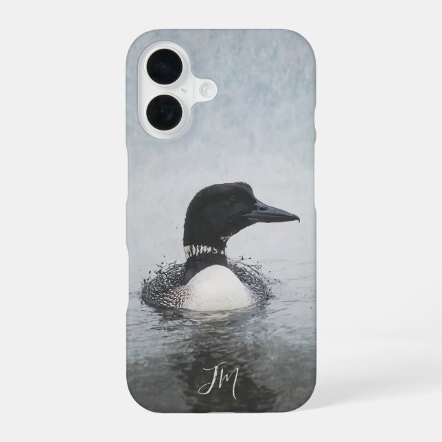 Coque iPhone 16 Oiseau de plongée commun Initiales Nom personnalis (Verso)