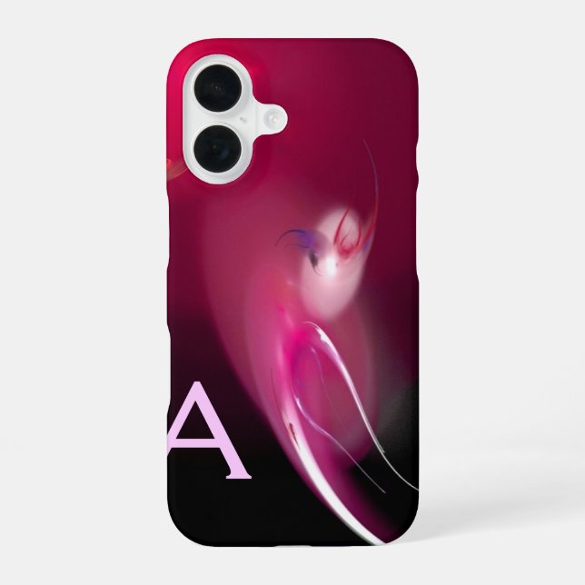 COQUE iPhone 16 OISEAU LÉGER / FUCHSIA ROSE ABSTRAIT MONOGRAMME NO (Verso)