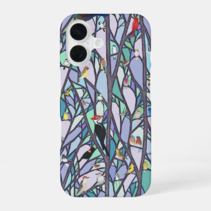 Coque iPhone 16 oiseaux dans le vitrail