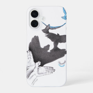 Coque iPhone 16 Oiseaux volants Illusion d'ombre de main Surréalis