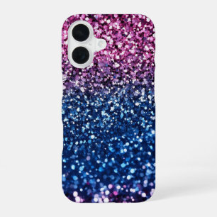 Coque iPhone 16 Ombre Pailleté Violet Bleu
