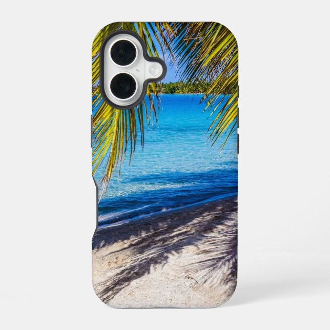 Coque iPhone 16 Ombres sur la plage (Verso)