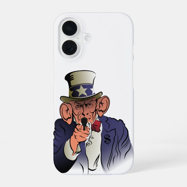 Coque iPhone 16 Oncle Sam en couleur (Verso)