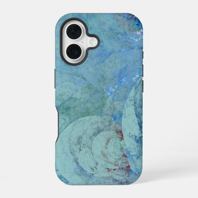 Coque iPhone 16 Opale bleue Abstrait (Verso)