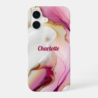 Coque iPhone 16 Or rose Fuchsia