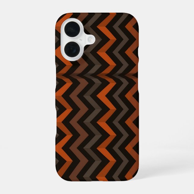 Coque iPhone 16 Orange and Brown Zigzag Pattern (Verso)