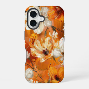 COQUE iPhone 16 ORANGE JAUNE CHUTE BLANCHE CHUTE FLEURS POPPY ANÉM