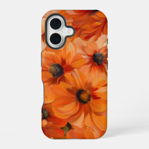 COQUE iPhone 16 ORANGE JAUNE CHUTE BLANCHE CHUTE FLEURS POPPY ANÉM