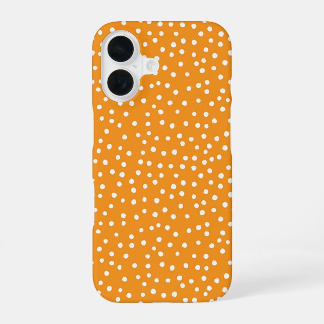 Coque iPhone 16 Orange Polka Dot Pattern Phone Case (Verso)