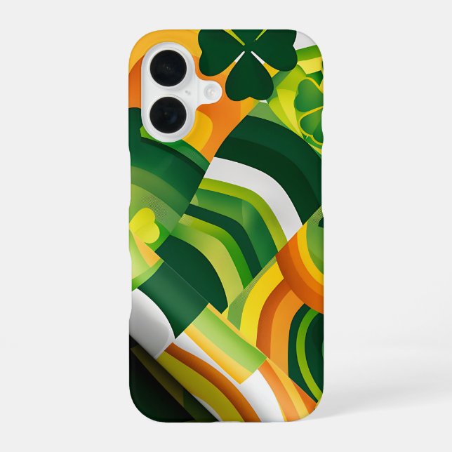 COQUE iPhone 16 ORANGE VERT JAUNE IRLANDE MOTIFS ABSTRAITS (Verso)