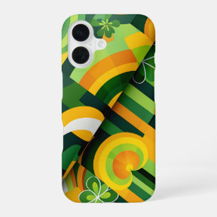 COQUE iPhone 16 ORANGE VERT JAUNE IRLANDE MOTIFS ABSTRAITS