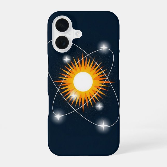 Coque iPhone 16 Orbite solaire rétro (Verso)