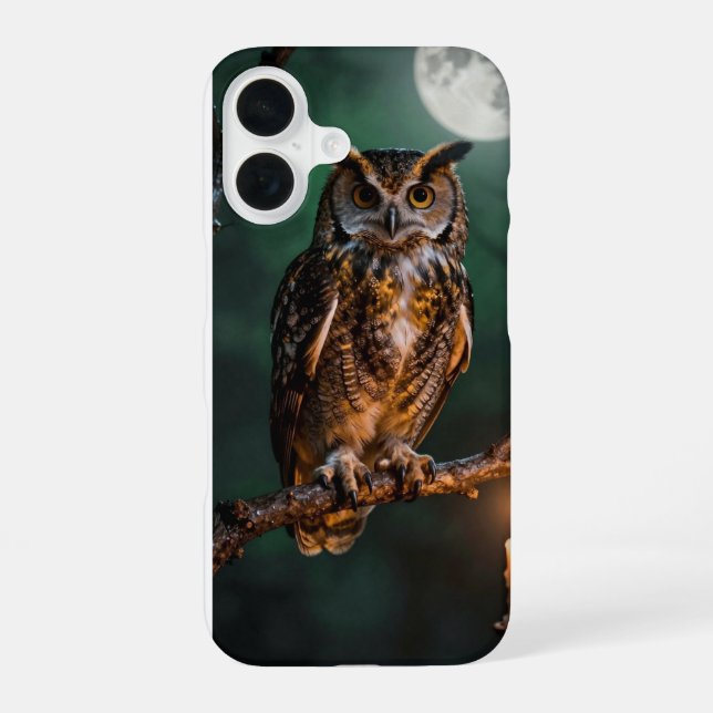 Coque iPhone 16 Owl in Moonlight Gothic Autumn Phone Case (Verso)