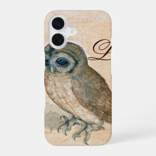 Coque iPhone 16 OWL, Rose, Sepia Monogramme