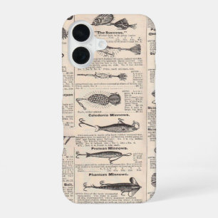 Coque iPhone 16 Page de catalogue de leurres de pêche antiques en