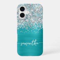 Pailleté Argent Turquoise Bleu Glam Nom