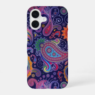 Coque iPhone 16 Paisley violet rose