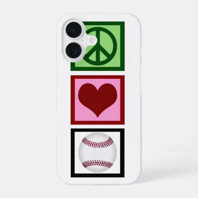 Coque iPhone 16 Paix Amour Baseball (Verso)