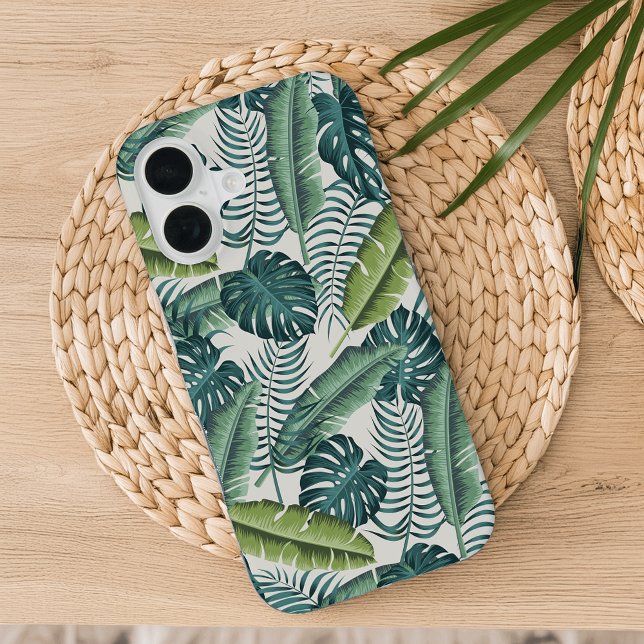 Coque iPhone 16 Palm Botanique Tropical Feuille Motif (Créateur téléchargé)