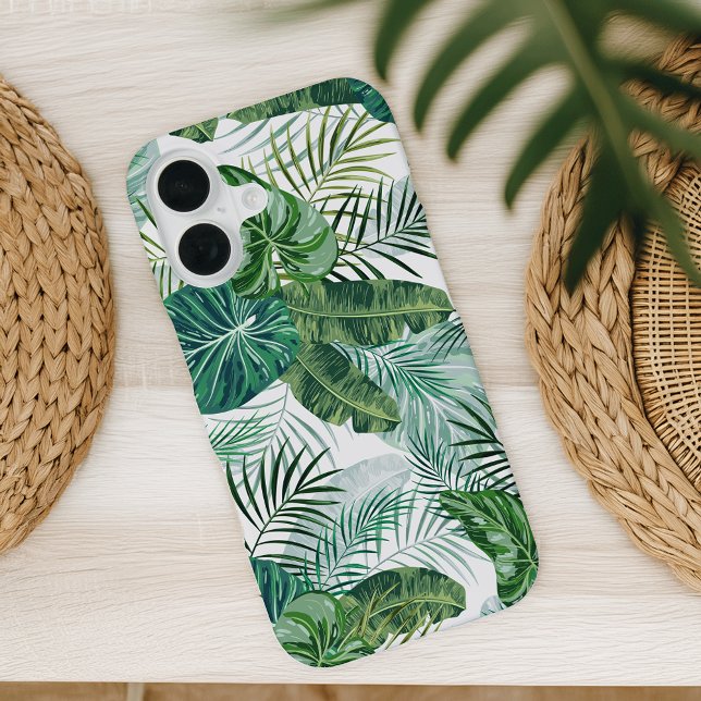 Coque iPhone 16 Palm Botanique Tropical Feuille Motif (Créateur téléchargé)