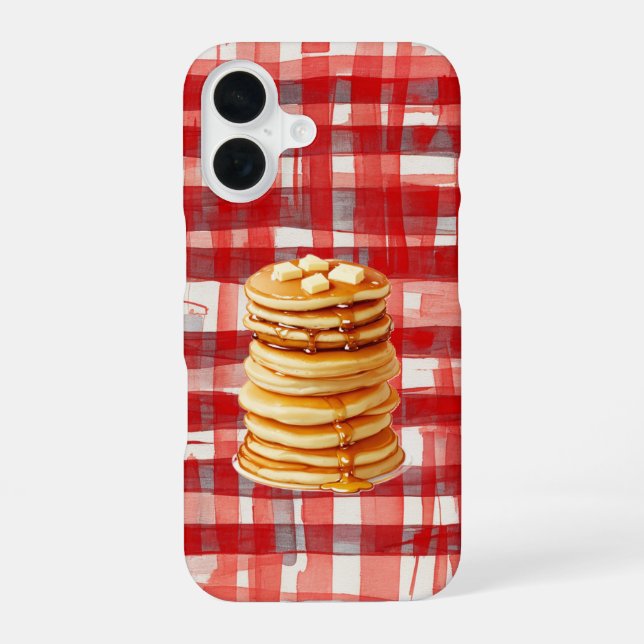 Coque iPhone 16 Pancake Tower Red Checkered Phone Case (Verso)