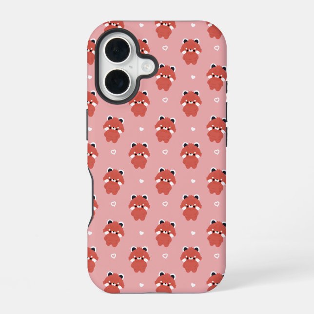 Coque iPhone 16 Panda Rouge Grassouillet (Verso)