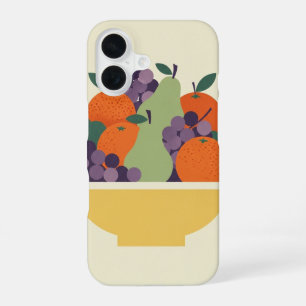 Coque iPhone 16 Panier de fruits stylisé vintage