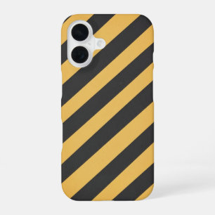 Coque iPhone 16 Panneau à rayures de mise en garde rétro