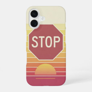 Coque iPhone 16 Panneau Stop Vintage