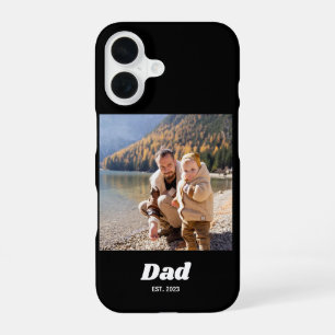 Coque iPhone 16 Papa a établi une photo de typographie blanche et