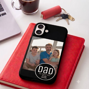 Coque iPhone 16 Papa Établi. Photo Moderne Gras Noms Simples Enfan