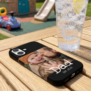Coque iPhone 16 Papa Fondé Photo Blanc Amusant Texte Gras Noir