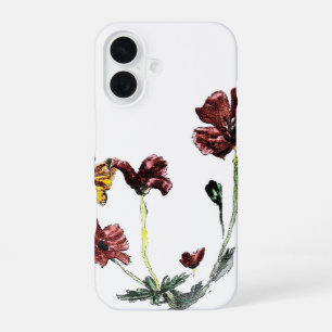 Coque iPhone 16 Papaverts papillon d'art de la nature