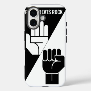 Coque iPhone 16 Paper bat Rock – Art minimaliste noir et blanc