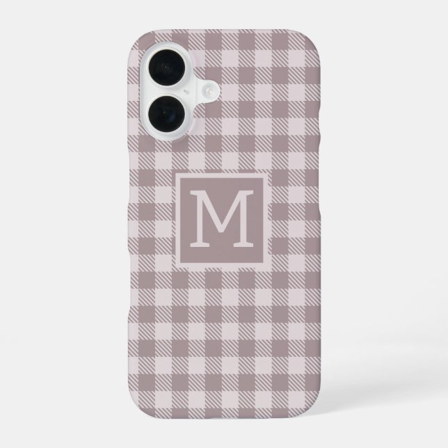 Coque iPhone 16 Papier Monogramme Beige à carreaux Buffalo Fermièr (Verso)