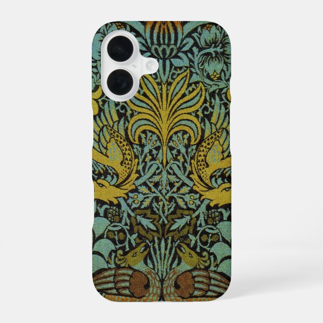 Coque iPhone 16 Papier peint Dragon Paon de William Morris  (Verso)