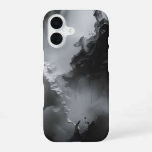 Coque iPhone 16 Papier peint dramatique noir et blanc