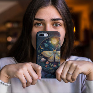 Coque iPhone 16 Papillon Céleste et Pleine Lune – Nuit Enchantée