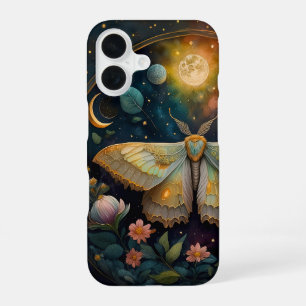 Coque iPhone 16 Papillon Céleste et Pleine Lune – Nuit Enchantée
