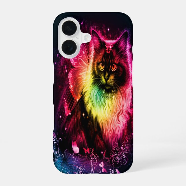Coque iPhone 16 Papillon coloré Kitty (Verso)