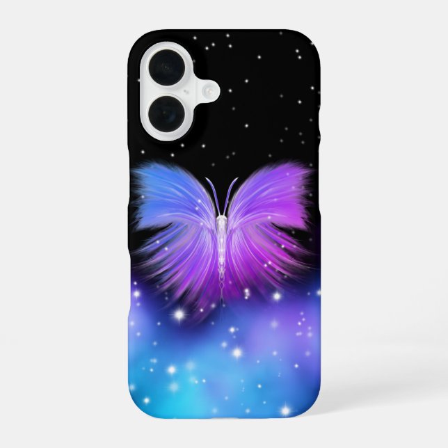 Coque iPhone 16 Papillon cosmique de fantasy spatiale (Verso)