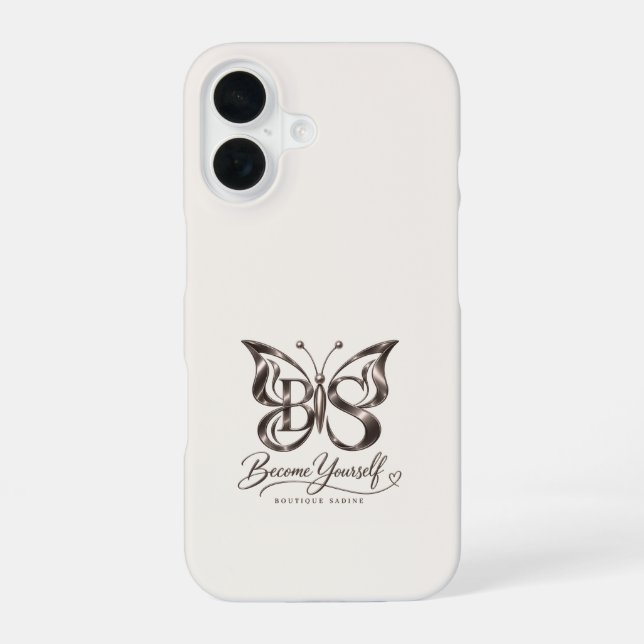 Coque iPhone 16 Papillon doré rose esthétique iPhone 16 ivoire cha (Verso)