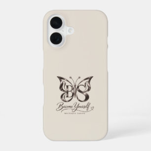Coque iPhone 16 Papillon en Or Rose Esthétique sur Sable