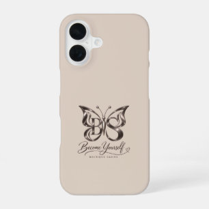 Coque iPhone 16 Papillon en or rose esthétique Toasted Almond