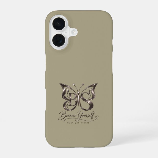 Coque iPhone 16 Papillon en pierre dorée rose esthétique iPhone 16 (Verso)