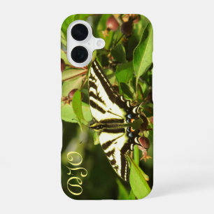 Coque iPhone 16 Papillon jaune et noir sur pommier sauvage
