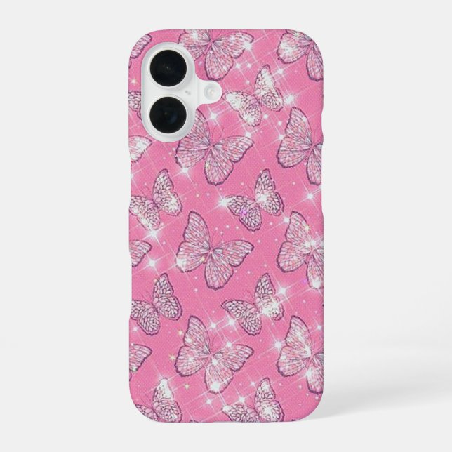 Coque iPhone 16 Papillon Rose (Verso)