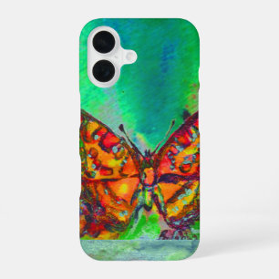 COQUE iPhone 16 PAPILLON ROUGE DANS LE VERT