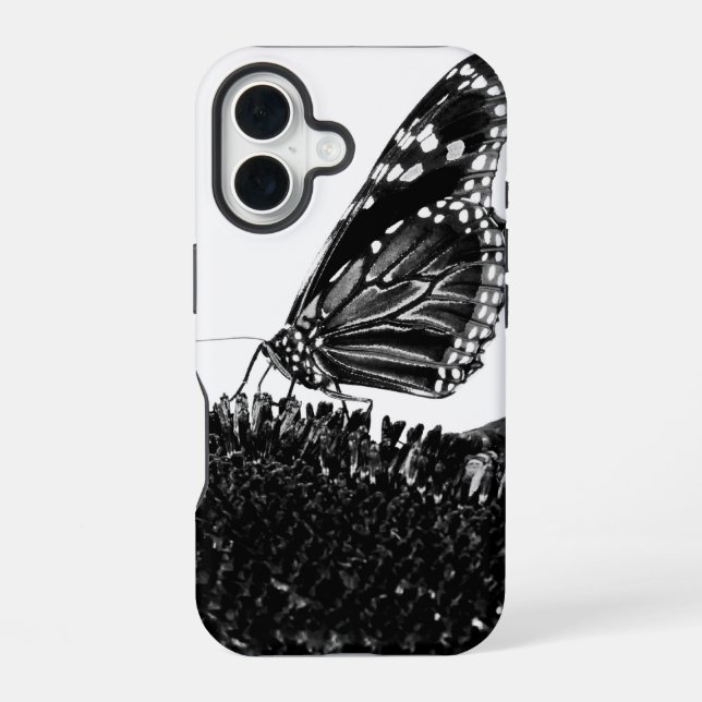 Coque iPhone 16 papillon timide blacq (Verso)