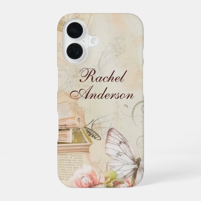 Coque iPhone 16 Papillon Vintage  (Verso)